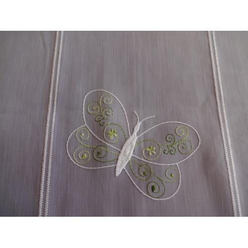 Krátká vitrážová záclona na tyčku 50cm Motýlci F249887 bílá