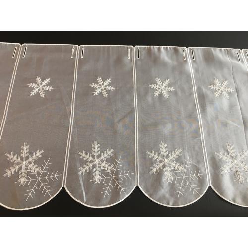 Krátká vitrážová záclona na tyčku 45cm vánoční sněhová vločka
