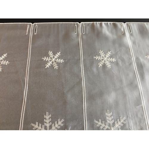 Krátká vitrážová záclona na tyčku 45cm vánoční sněhová vločka