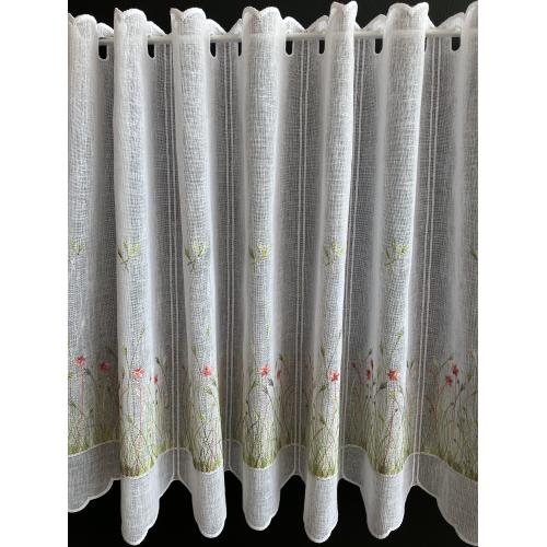 Krátká vitrážová záclona 60cm vyšívaná louka