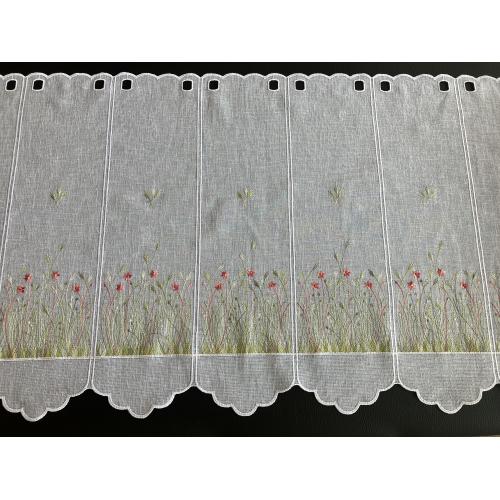 Krátká vitrážová záclona 60cm vyšívaná louka