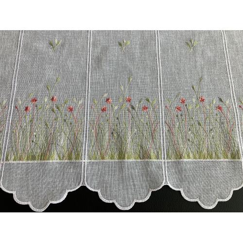 Krátká vitrážová záclona 60cm vyšívaná louka