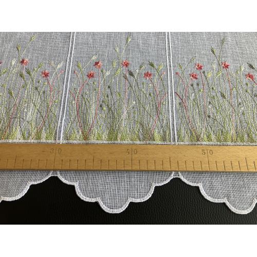 Krátká vitrážová záclona 60cm vyšívaná louka
