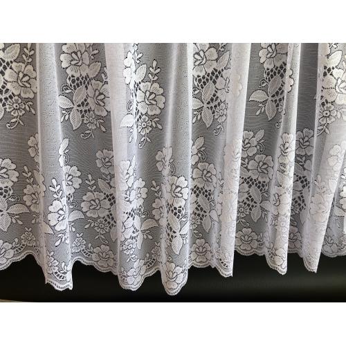 Bílá žakárová záclona 316740/250 Květy