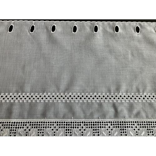 Krátká vitrážová záclona na tyčku 33cm KŘÍŽKY plátno