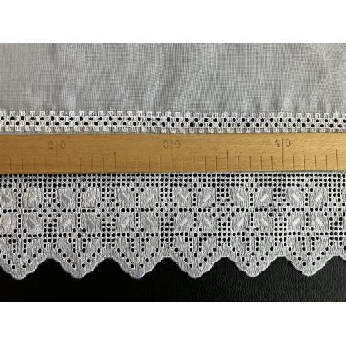 Krátká vitrážová záclona na tyčku 33cm KŘÍŽKY plátno