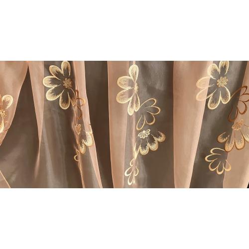 Hnědá vyšívaná organza SANDRA