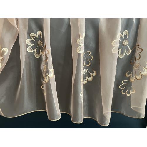 Hnědá vyšívaná organza SANDRA