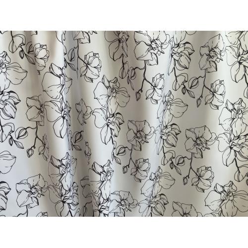 Závěsová dekorační látka černo-bílé KVĚTY
