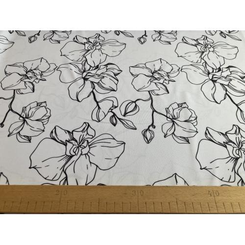 Závěsová dekorační látka černo-bílé KVĚTY