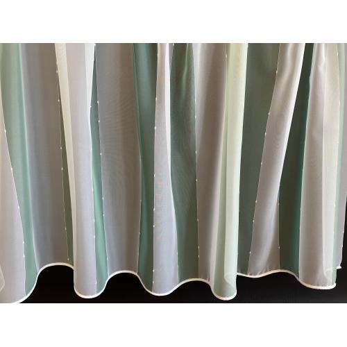 Voálová záclona se zelenými pruhy metráž