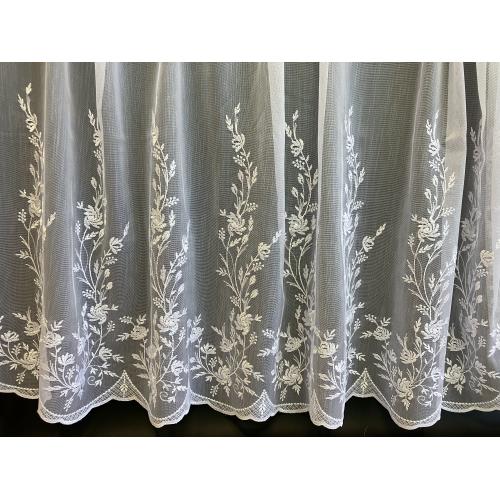 Bílá vyšívaná záclona s bordurou 242919/180