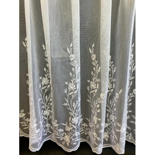 Bílá vyšívaná záclona s bordurou 242919/180