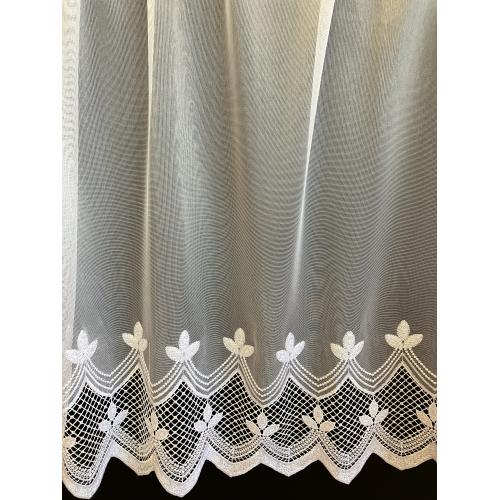 Bílá vyšívaná záclona s bordurou 12839/180