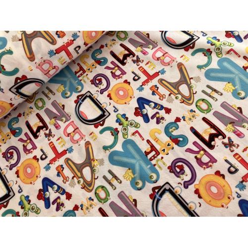 Mikroplyš se vzorem metráž VENTO Písmena