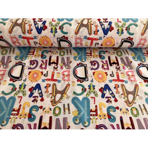 Mikroplyš se vzorem metráž VENTO Písmena