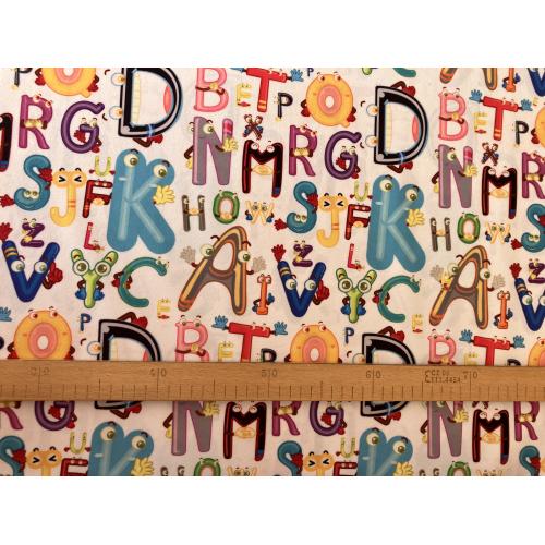 Mikroplyš se vzorem metráž VENTO Písmena