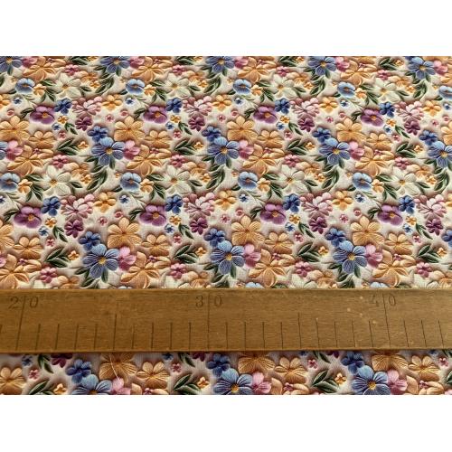 Bavlněná dekorační látka 3D tisk Kytičky